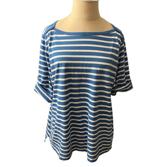 Jones New York Green/White Stripe Top / SZ: 1X - Picture 6 of 11